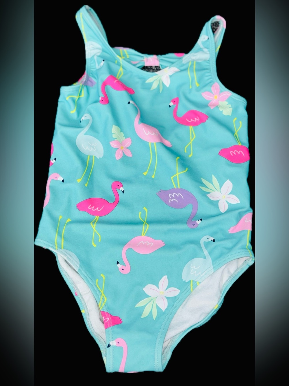 Girls One-Piece Swimsuit with Pink Flamingo Print